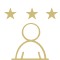 Icono de una persona con 3 estrellas para simbolizar clientes satisfechos